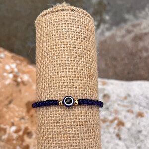 Gold and Navy Evil eye Beaded Bracelet